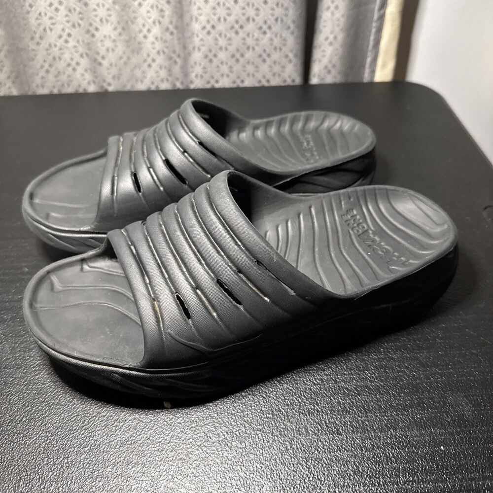 HOKA ONE ONE MENS Size 10 Black 2019 Ora Recovery Slide Sandals Slides Athletic